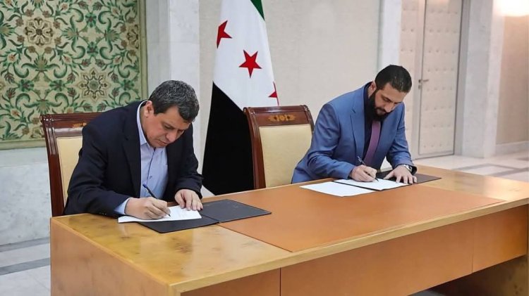 توقيع اتفاق باندماج  قوات سوريا الديمقراطية ضمن مؤسسات الدولة السورية