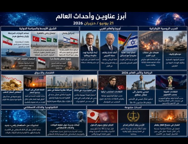 أبرز عناوين وأحداث العالم – 21 يونيو / حزيران 2026